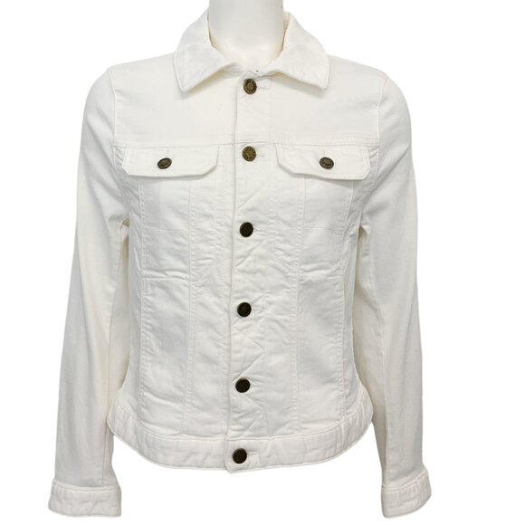 Zadig & Voltaire White Kioky Denim Jacket with Strass Skull - Picture 1 of 4